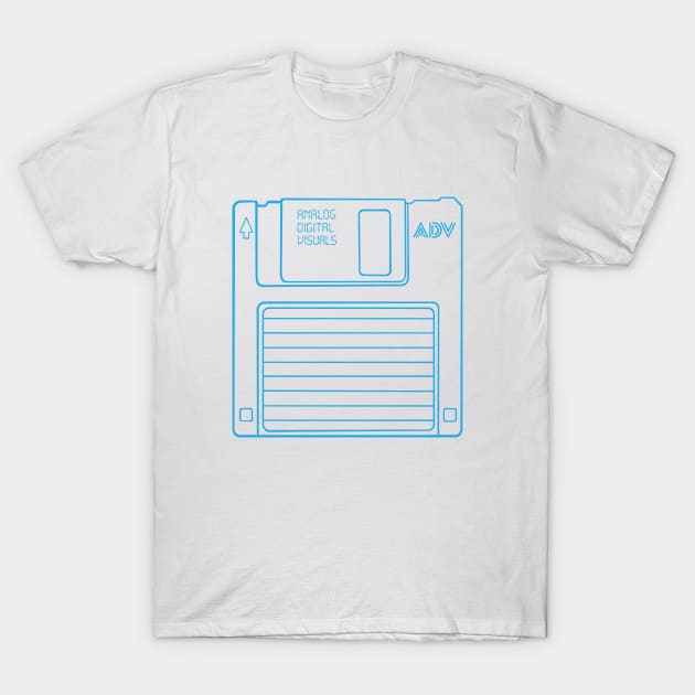 Floppy Disk (Button Blue Lines) Analog / Computer T-Shirt by Analog Digital Visuals